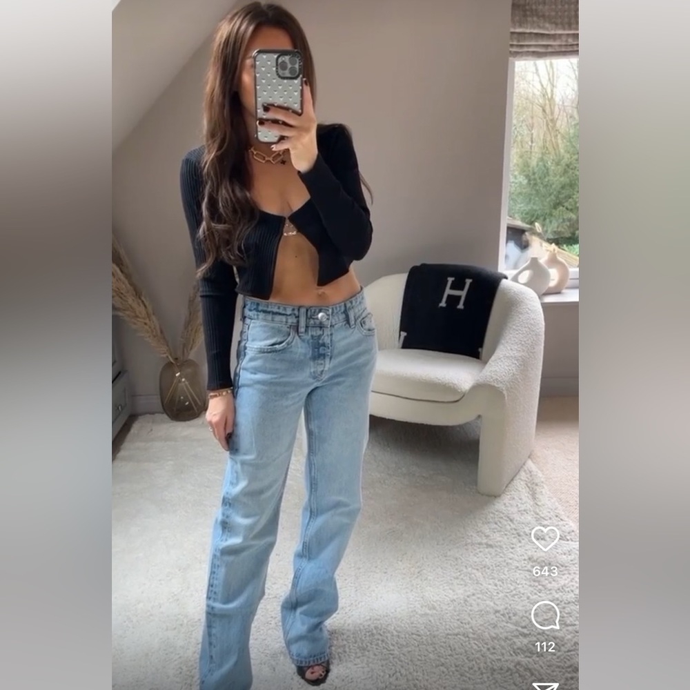ZARA Black Ribbed Crop Cardigan